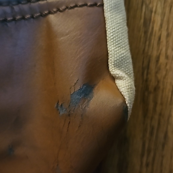 Fossil Tan Canvas and Leather Drawstring Backpack Rucksack Laptop Bag - Picture 15 of 16